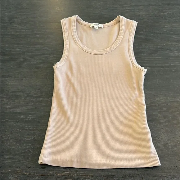 Agolde Poppy Beige Ribbed Tank Top - Picture 3 of 9